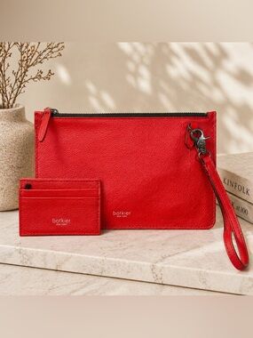 Botkier Leather Red Wristlet Clutch w/ Card Holder